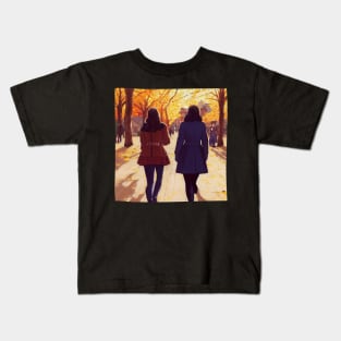 The Girls Walking in Autumn III Kids T-Shirt